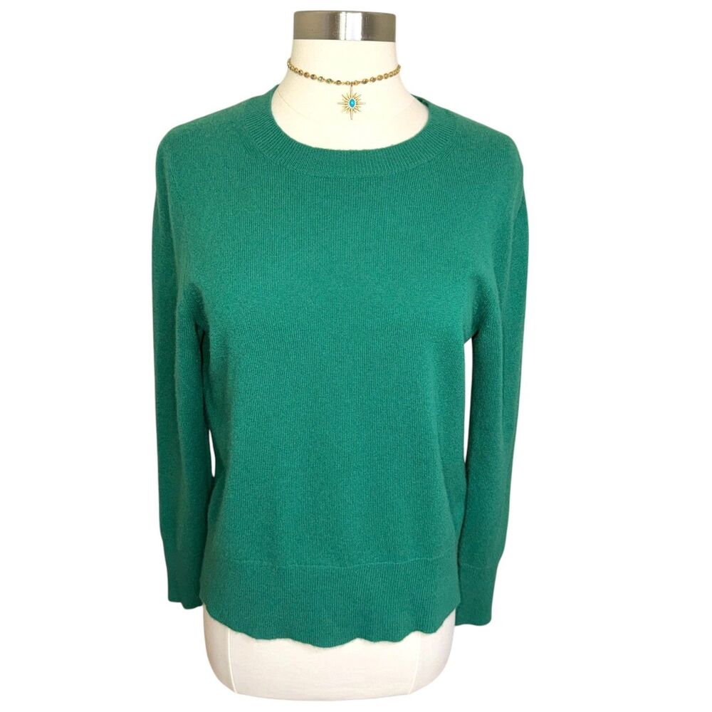 J Crew Classic Fit Crewneck Cashmere Knit Pullover Sweater Womens S Green